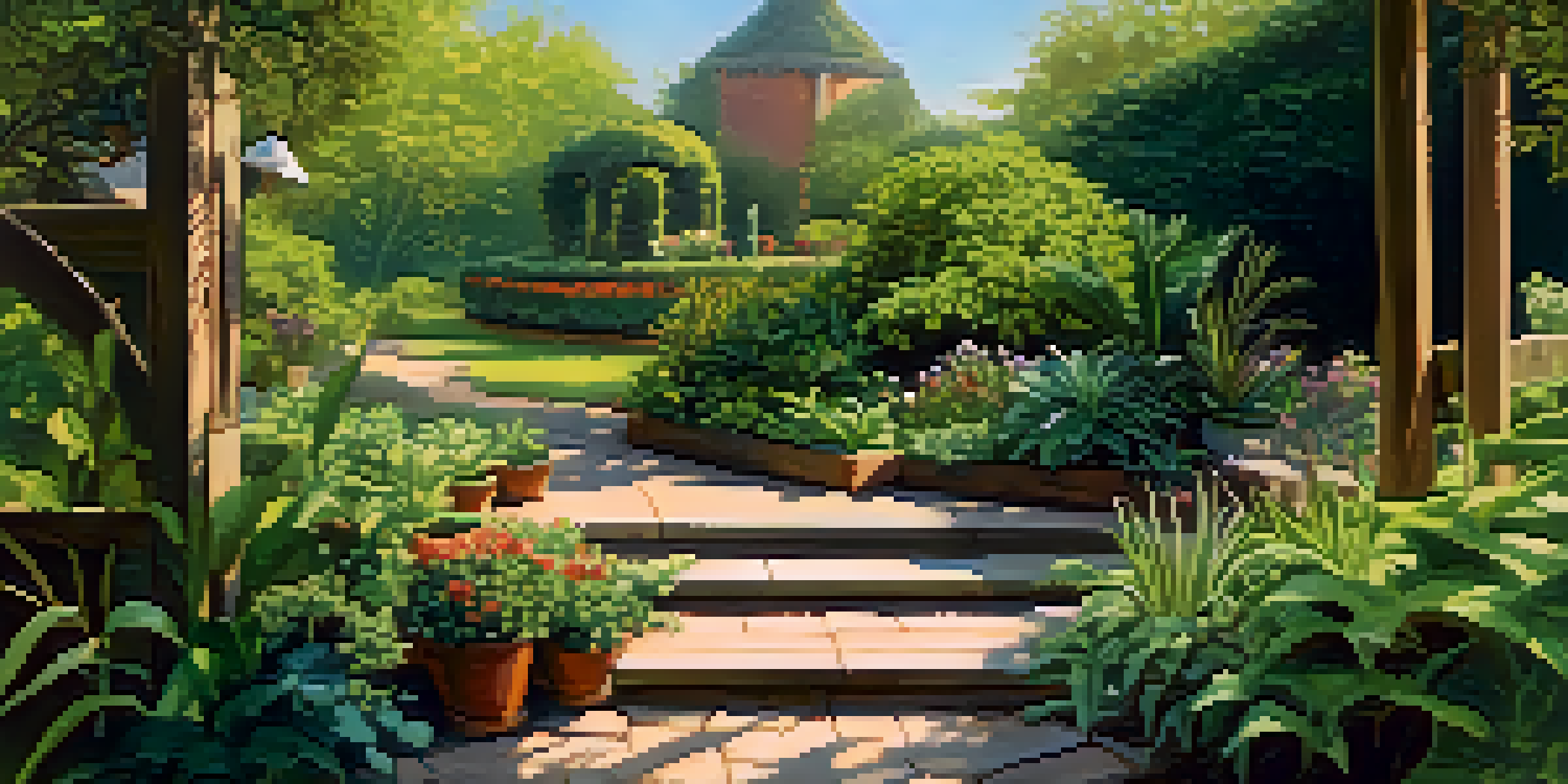 A garden with plants at various growth stages under soft sunlight, symbolizing the sales funnel.
