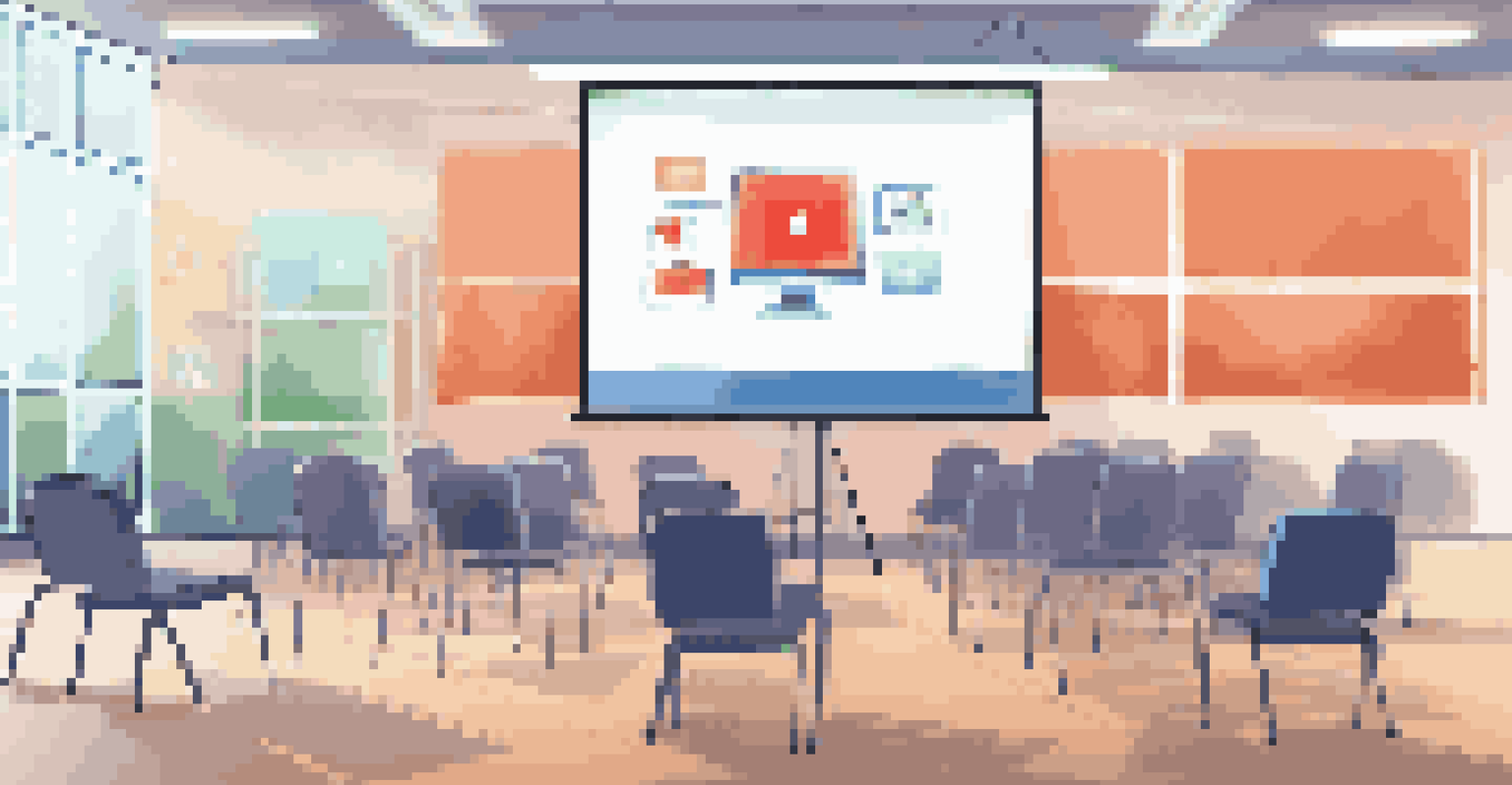 A home office setup with a computer showing an e-learning training module. The room is bright and inviting, designed for effective learning.