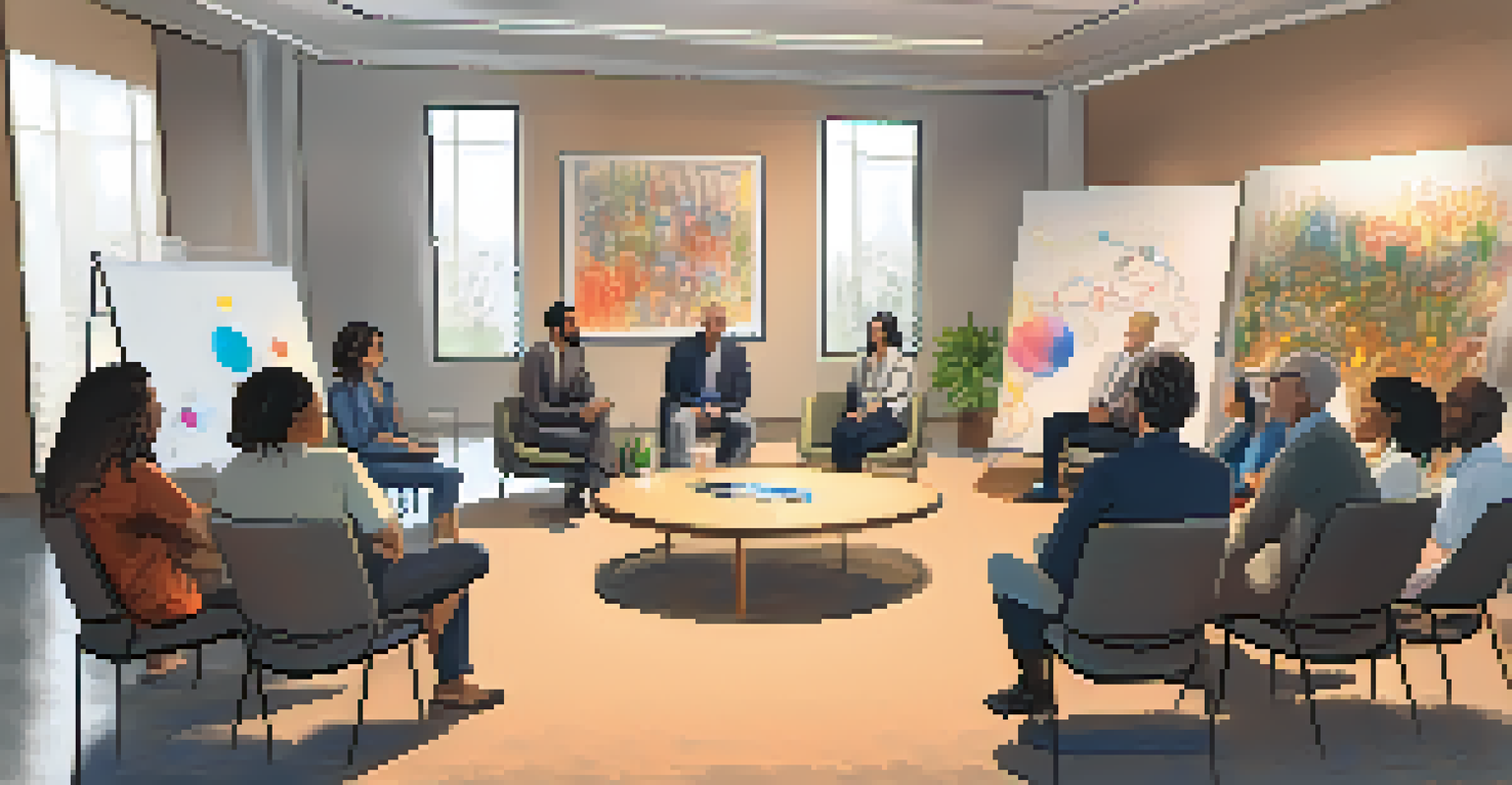 A focus group session with participants sharing their thoughts on a new product in a cozy lounge setting.