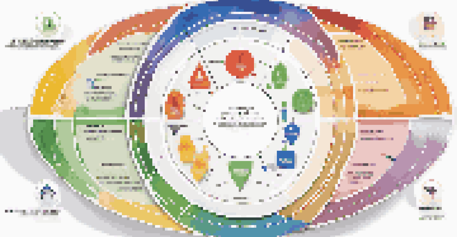 A colorful circular infographic illustrating the phases of the strategic planning cycle with icons representing each phase.