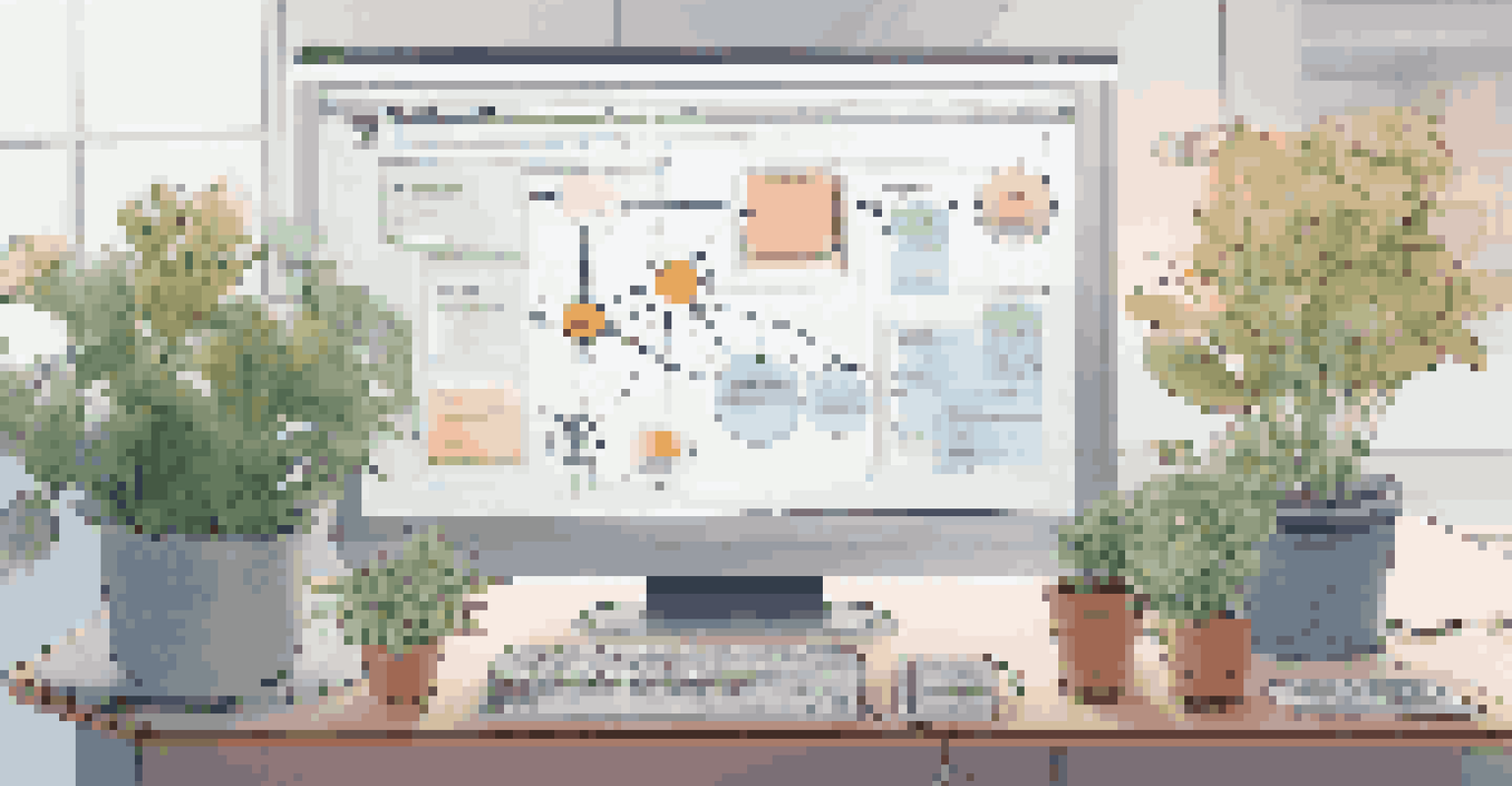 A computer screen displaying a digital workflow diagram for business automation processes.