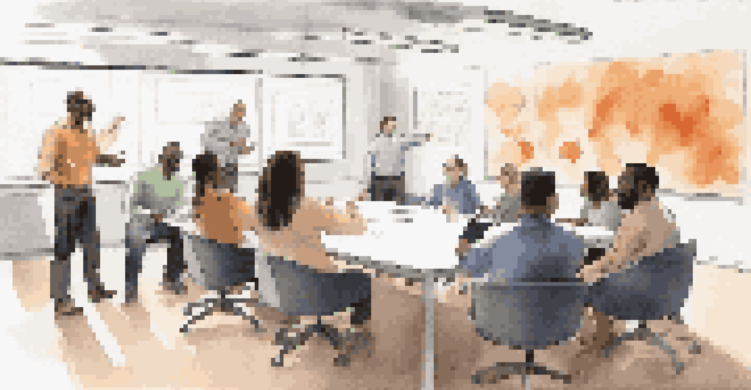 A diverse team of employees participating in a meeting with accessible technology and a welcoming atmosphere.