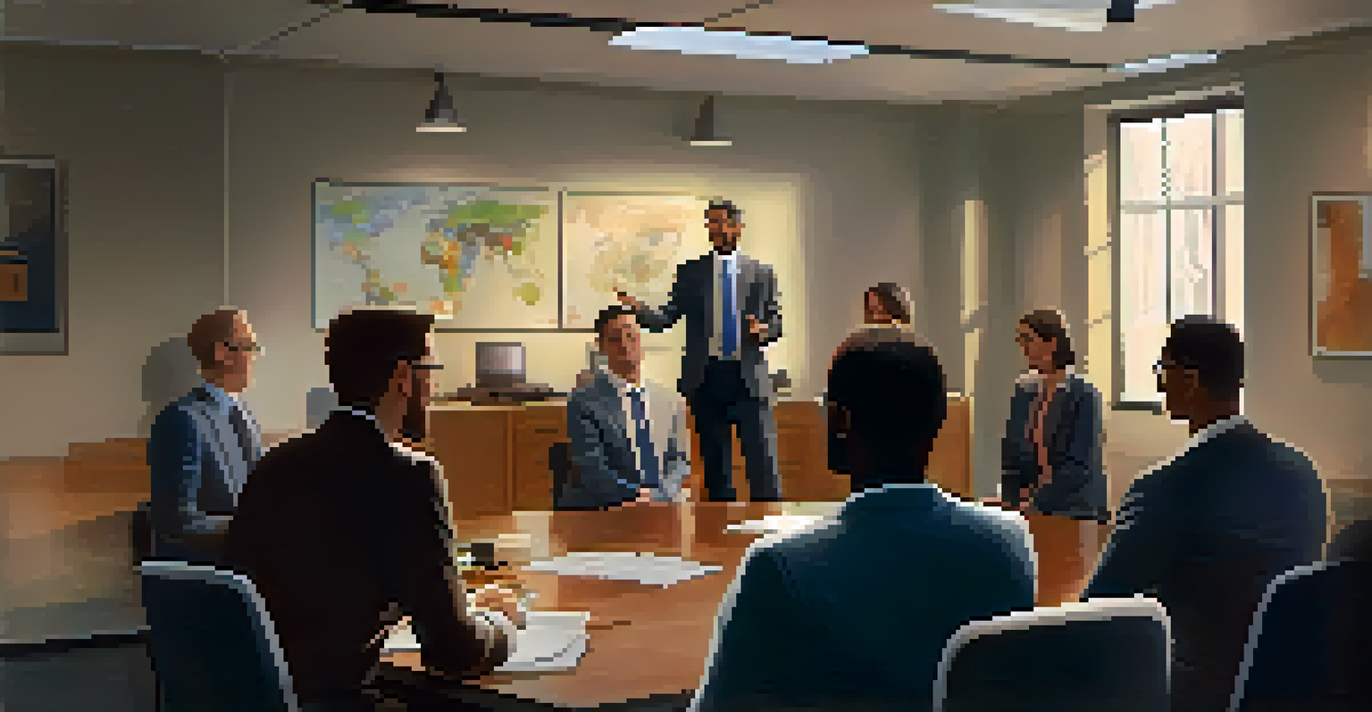A leader sharing experiences with a team in a cozy office, illustrating openness and trust.