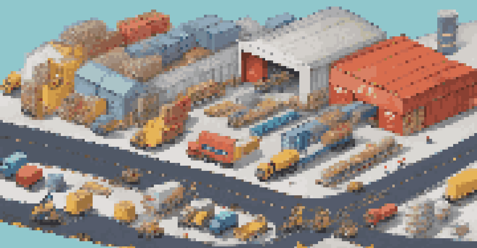 An infographic showing a supply chain with trucks, warehouses, and IoT devices in vibrant colors.