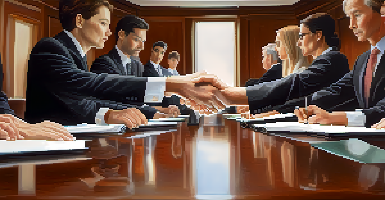 A close-up of diverse hands holding documents on a polished boardroom table, symbolizing teamwork in decision-making.