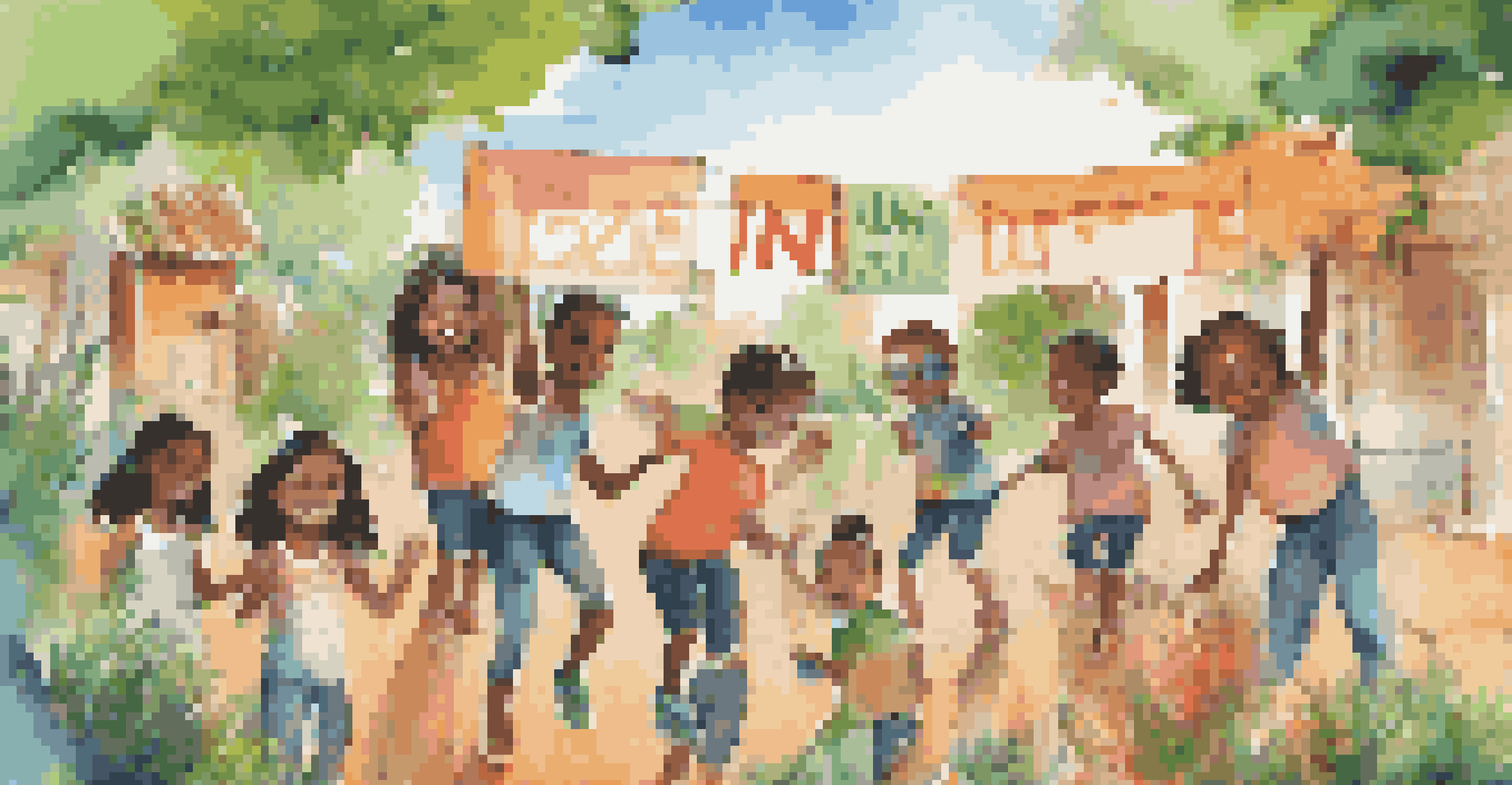 A social media post promoting a crowdfunding campaign with children engaging in a community project, highlighted by bold text and vibrant colors.