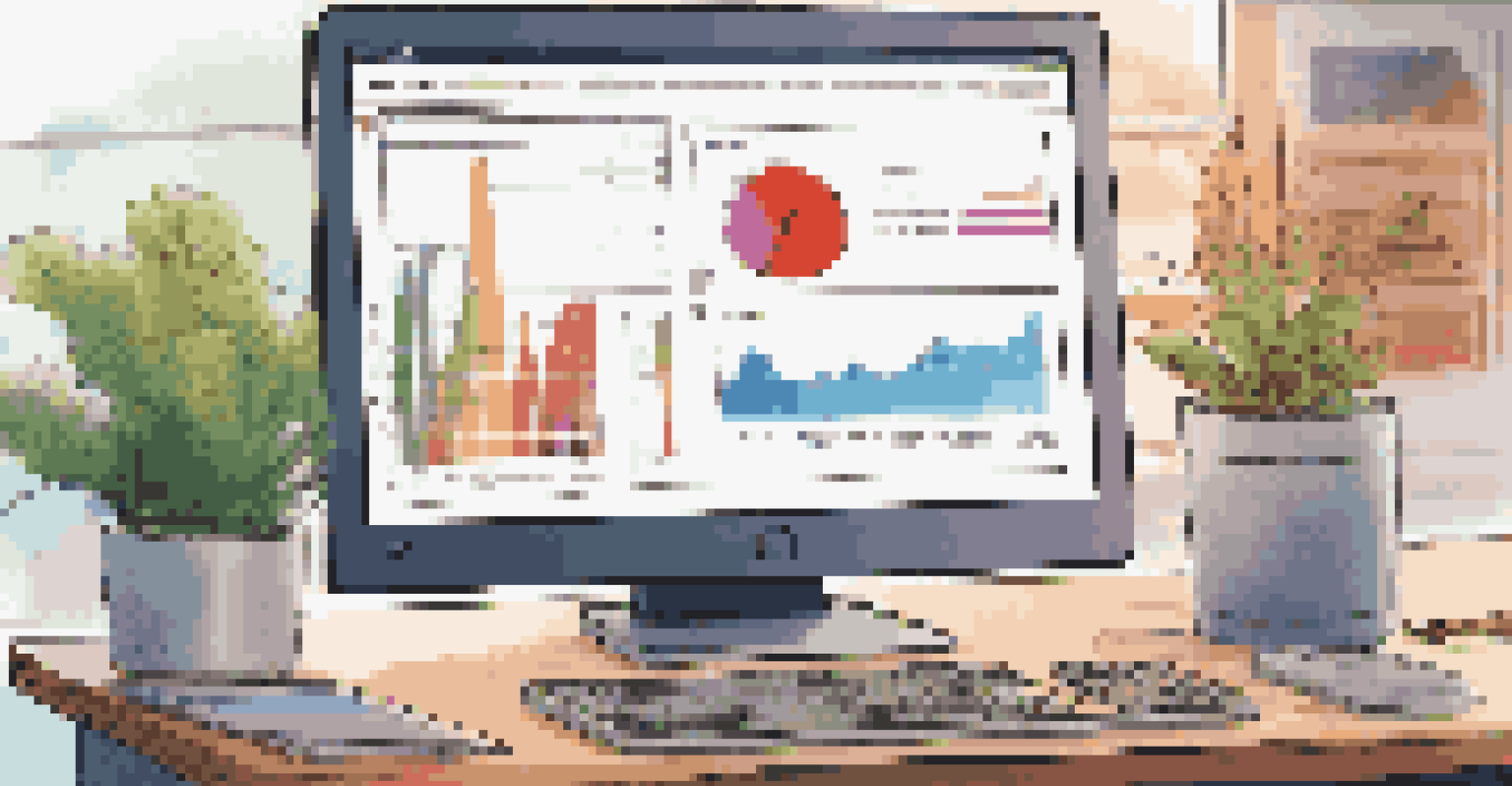 Close-up of a computer screen showing a risk matrix tool with colorful graphs and charts in a modern workspace.