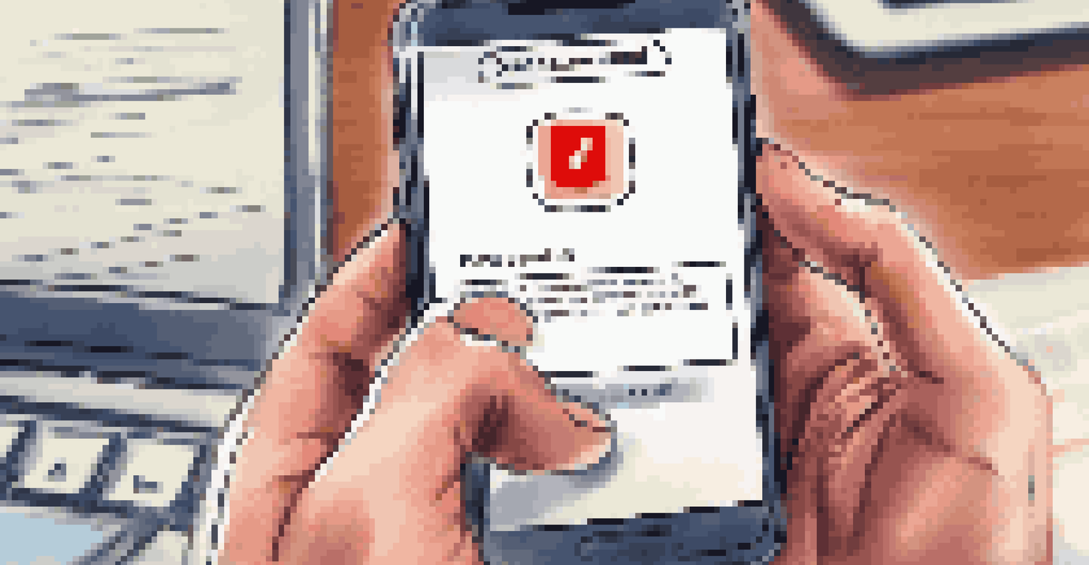 Close-up of a hand holding a smartphone with a data breach notification message, set against an office background.