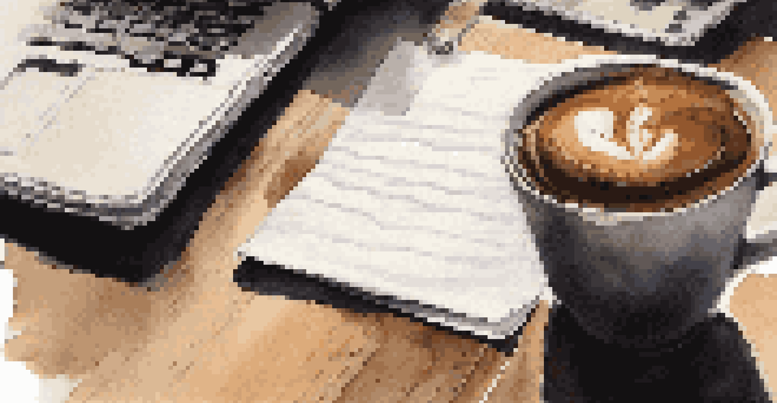 A close-up of a hand holding a pen over a notepad with negotiation notes and a coffee cup in the background.