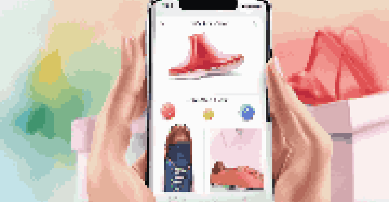 A close-up view of a smartphone displaying a personalized shopping app with product recommendations, set against a softly blurred background.