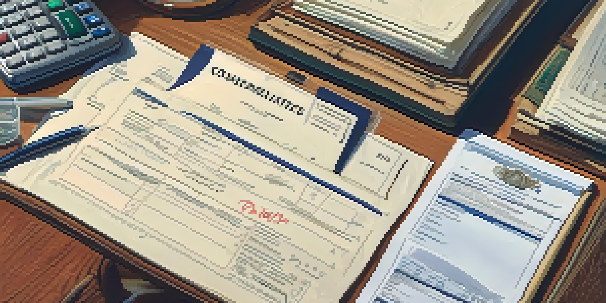 An overhead view of various export documents including a commercial invoice and packing list, arranged on a wooden desk with a globe and a pen.