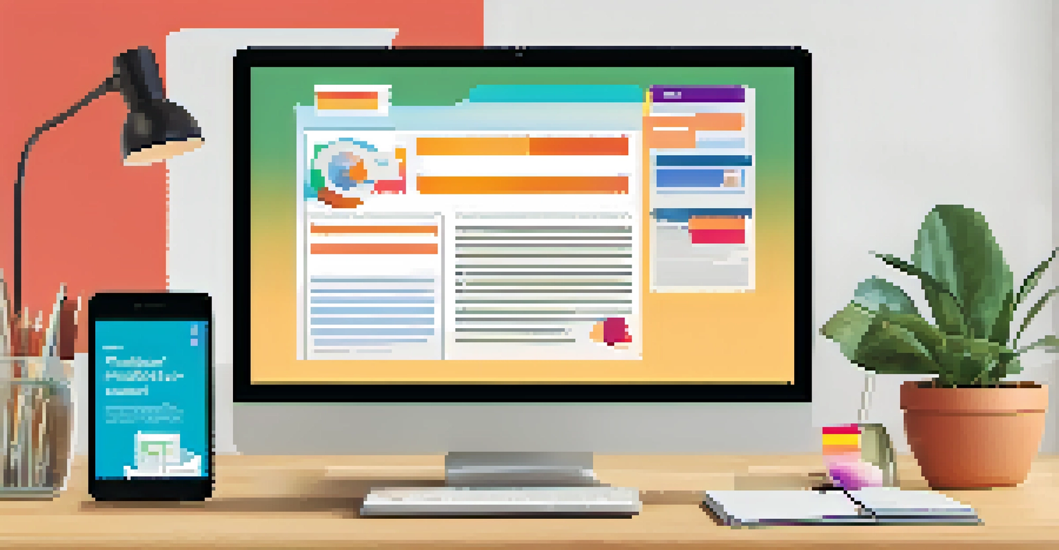 A computer screen displaying an email marketing campaign with engaging visuals and offers, set in a cozy desk environment.