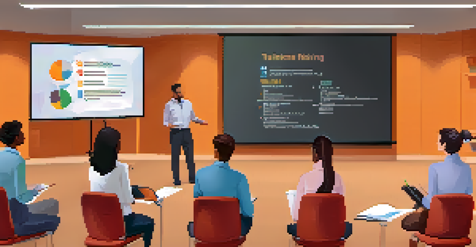 A training session with new employees engaging with a facilitator, in a modern office setting.