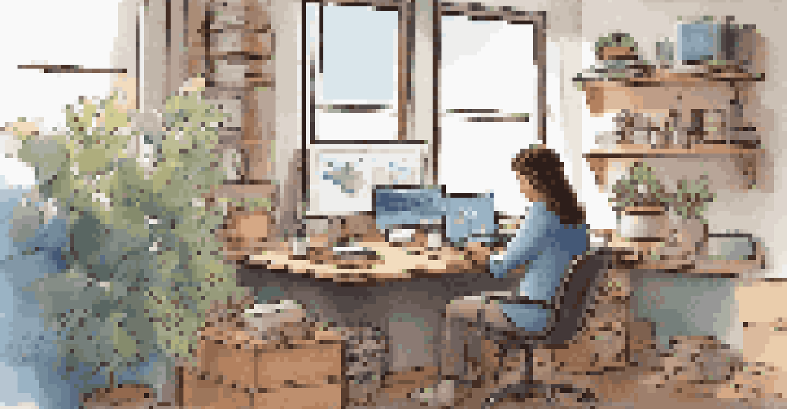 An employee interacting with a tablet showcasing microlearning content in a tidy workspace.