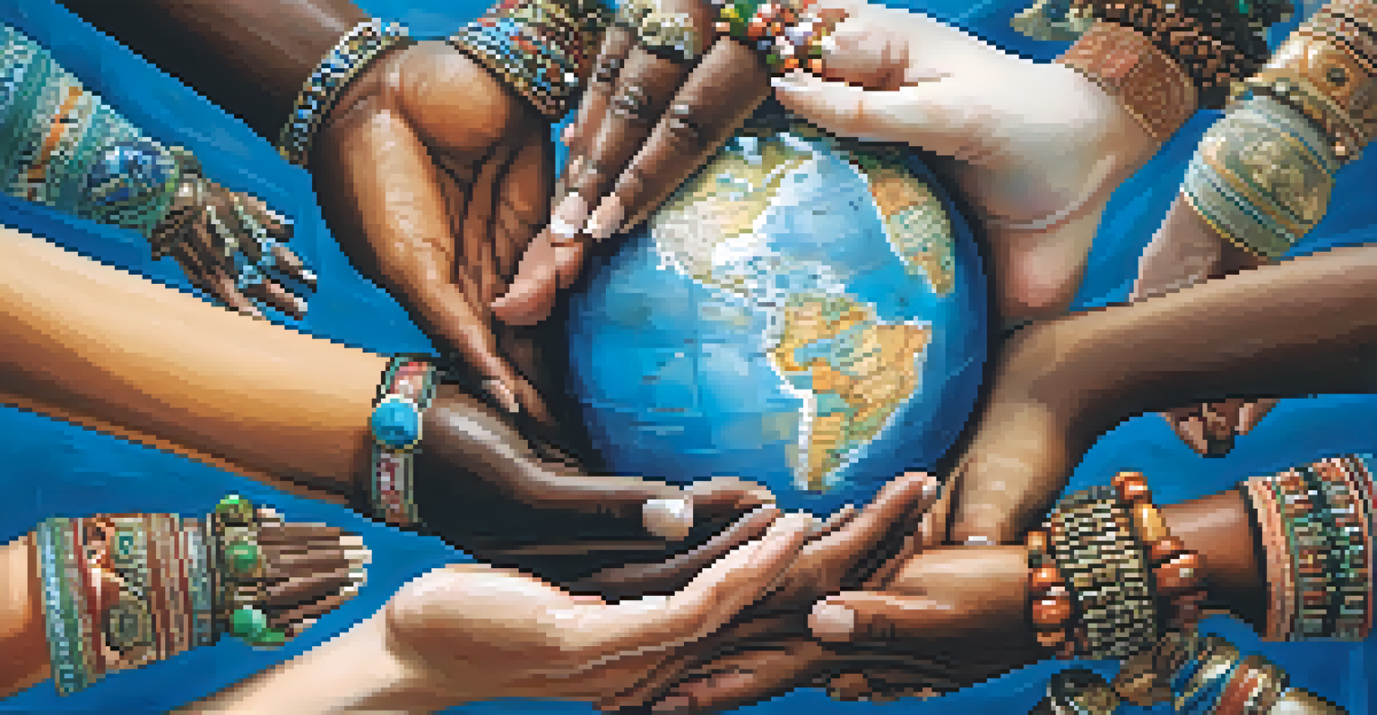 Diverse hands holding a globe, symbolizing cultural integration and global collaboration.