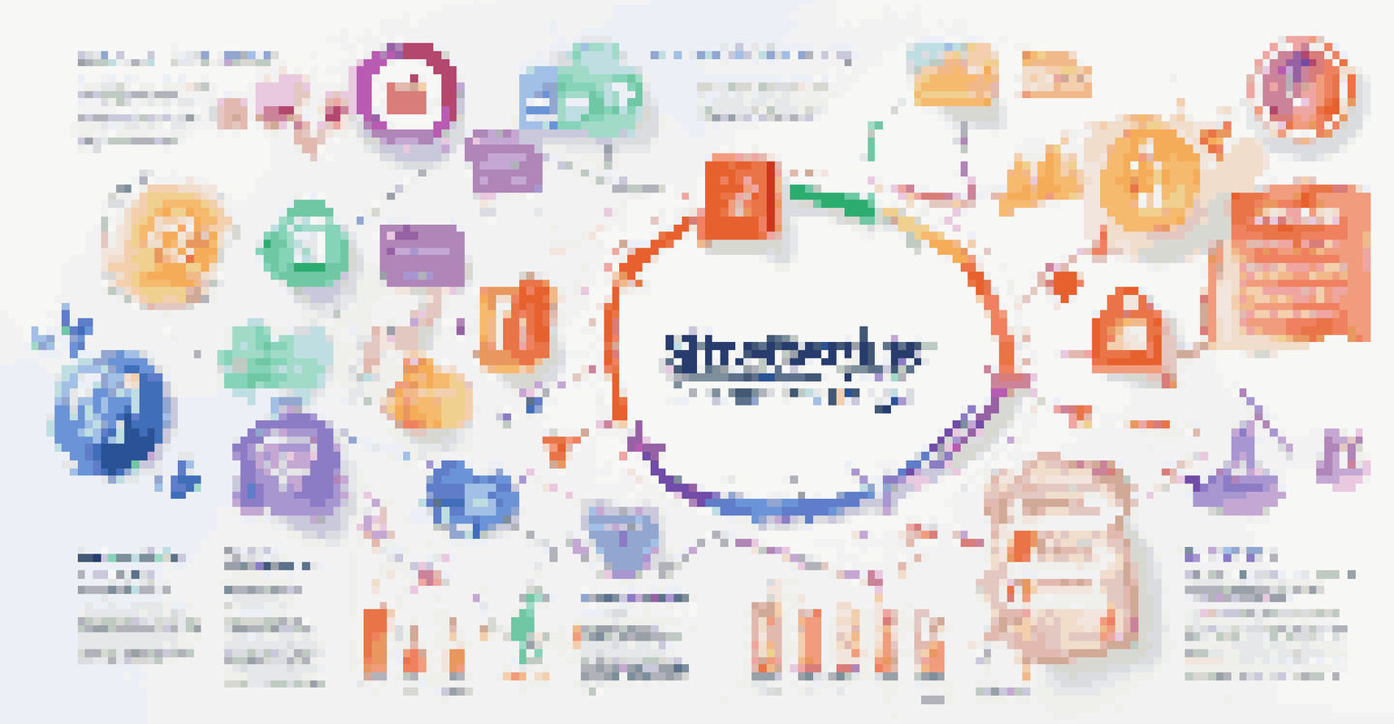 An infographic displaying content marketing strategies with icons for blogs, podcasts, and videos.