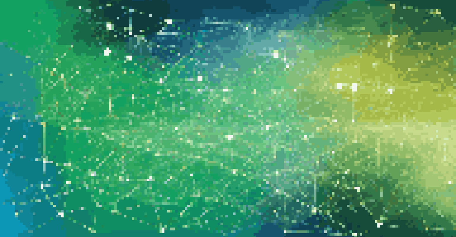 An abstract image depicting interconnected nodes representing data governance, with flowing data streams.