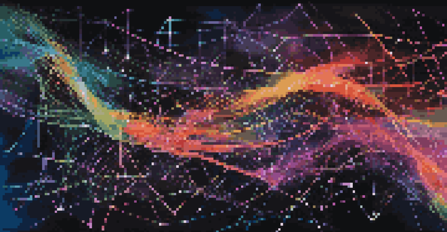 An abstract image showing flowing digital data with vibrant colors against a dark background, symbolizing data privacy.