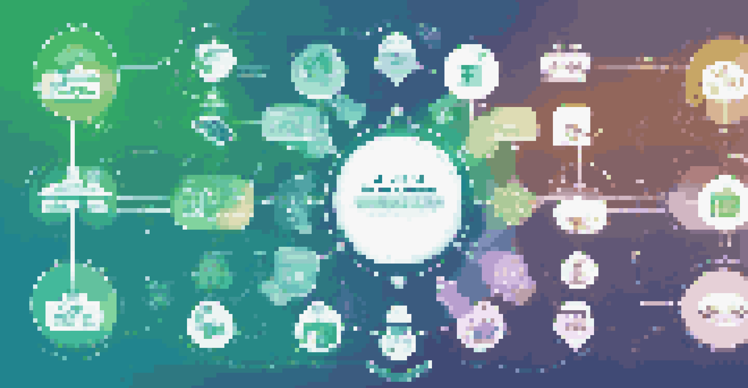 An infographic illustrating digital transformation in supply chains with icons and interconnected arrows.