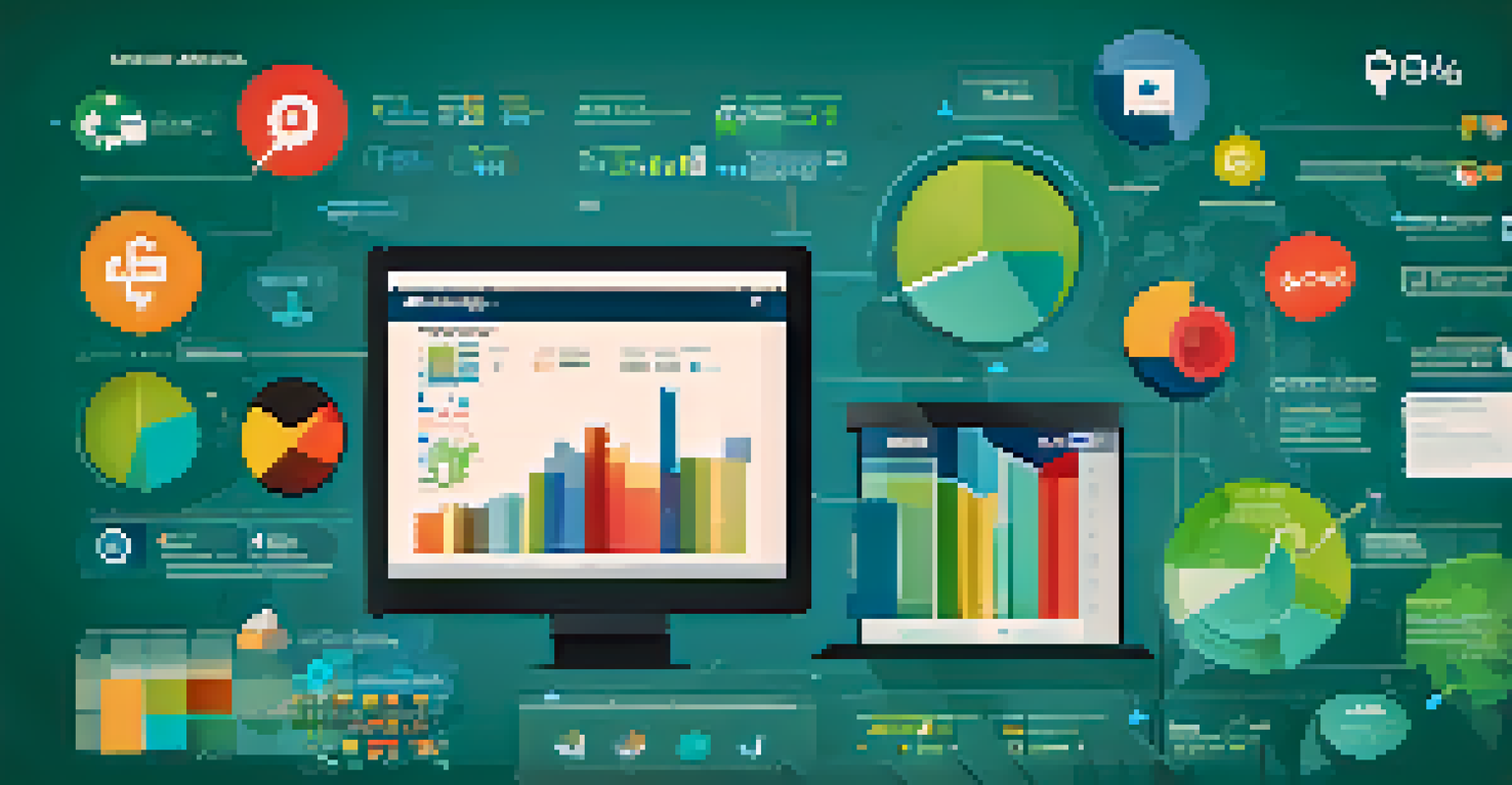 An infographic showcasing social media analytics with colorful graphs and social media icons.