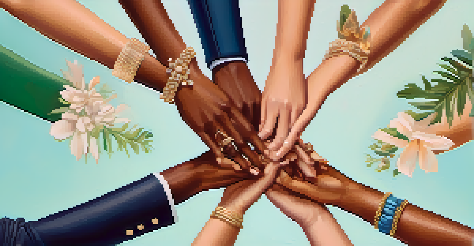 A representation of diverse hands forming a bridge, symbolizing trust and connection among team members.