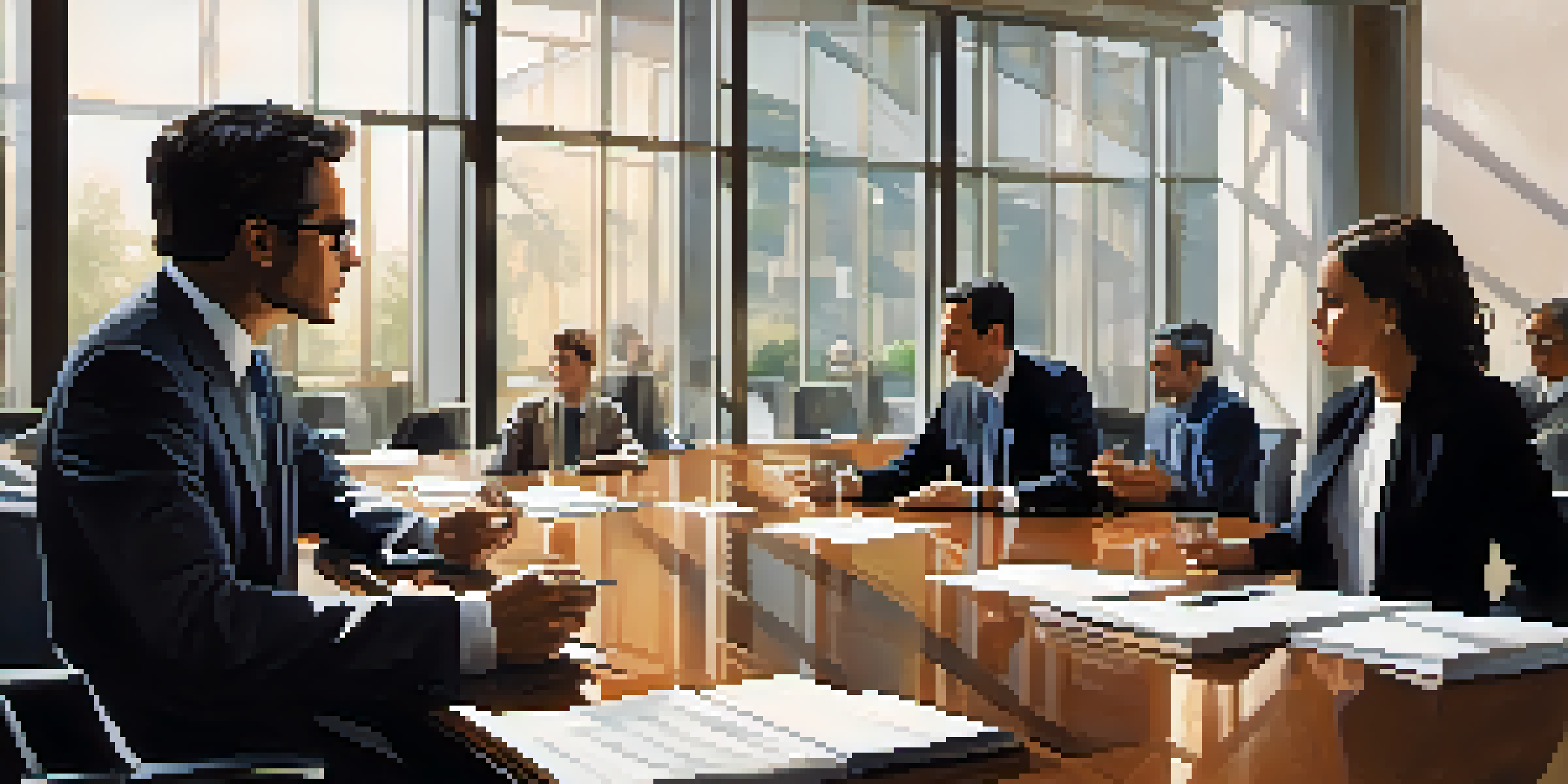 A diverse pair of professionals engaged in a tense business negotiation in a modern conference room, with expressions reflecting determination and optimism.