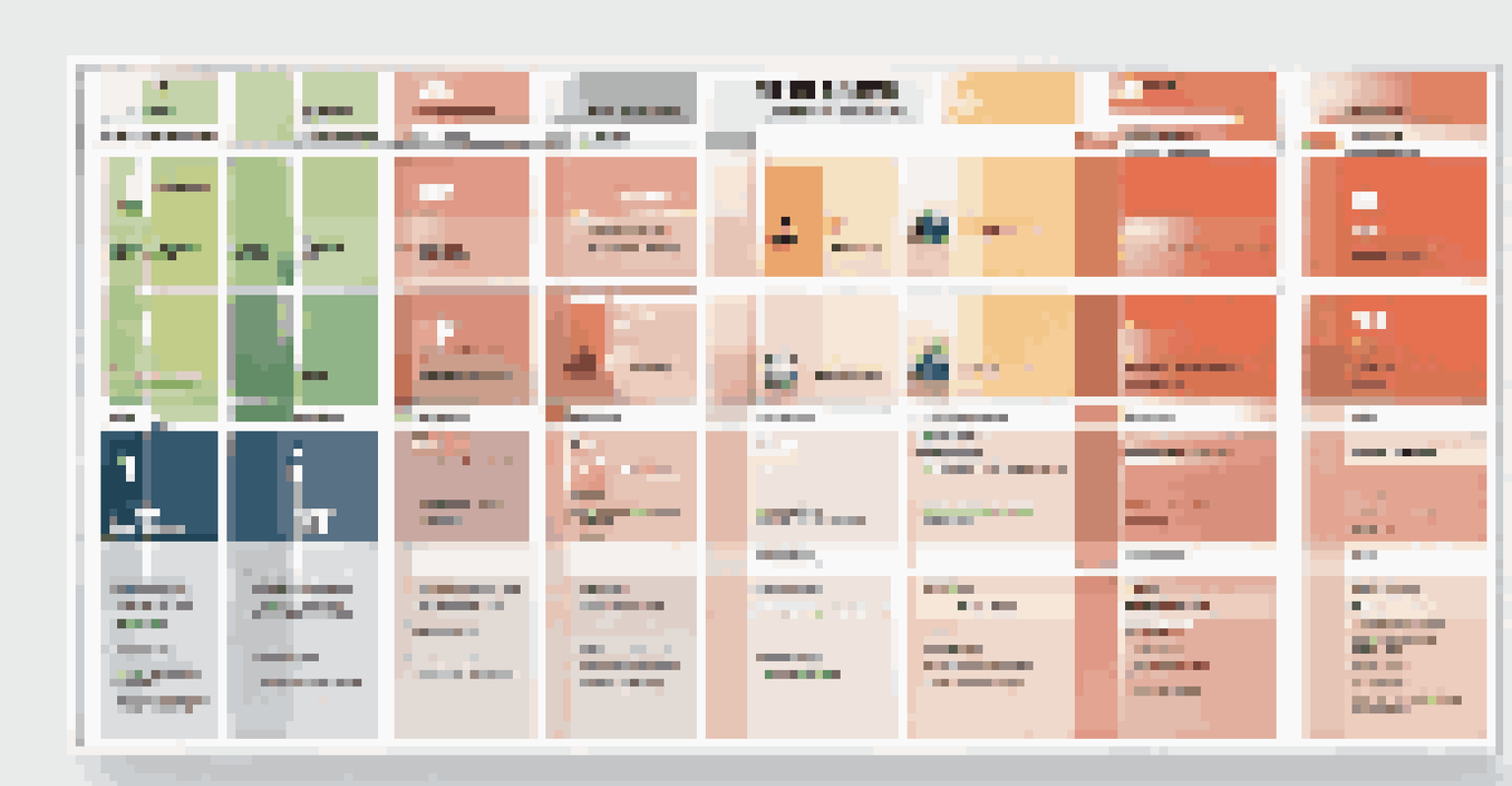An infographic of a competitor matrix with colorful boxes indicating strengths and weaknesses, on a clean white background.