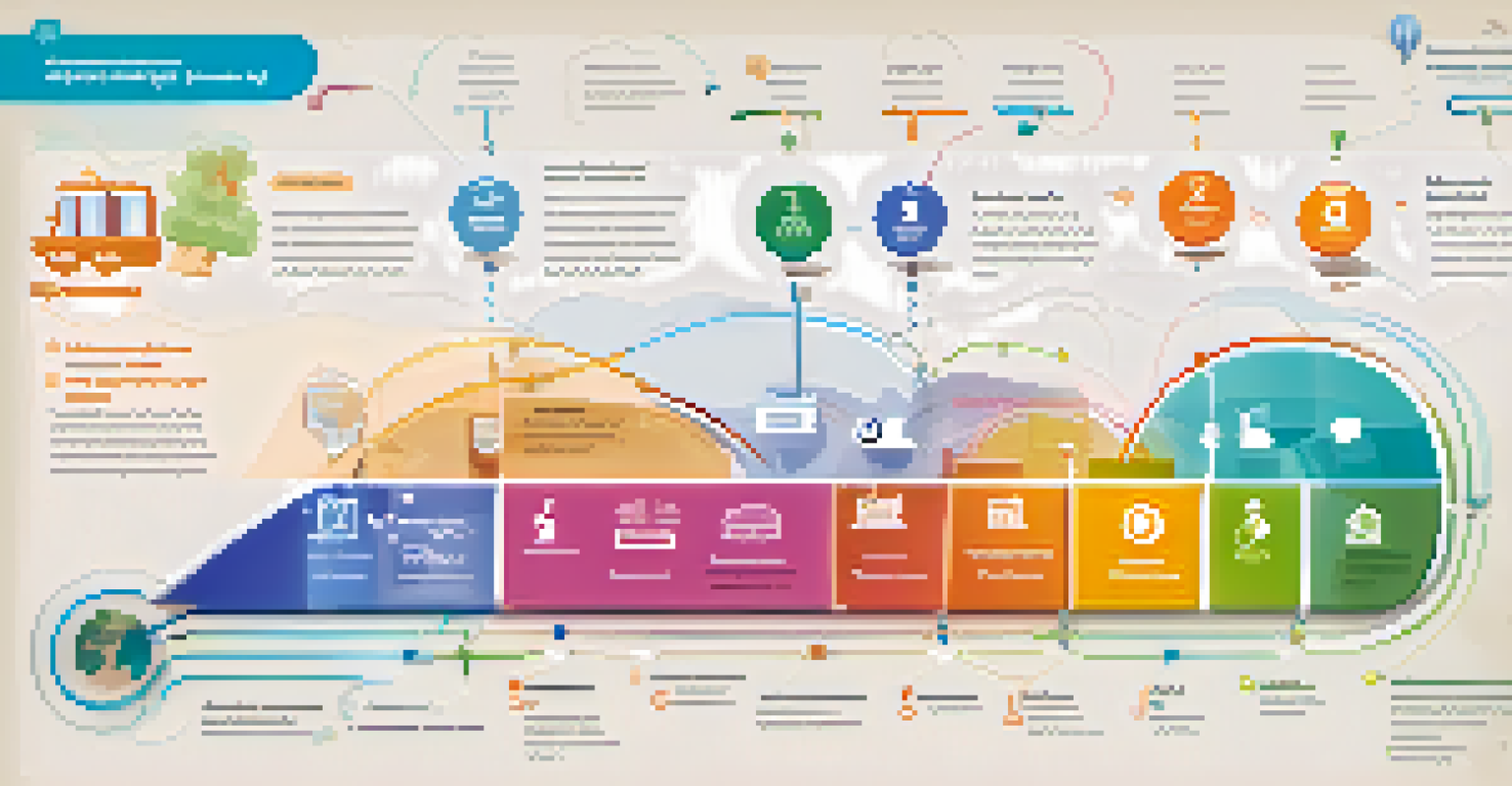 An infographic depicting a customer journey map with various touchpoints and key performance indicators, designed for clarity and engagement.