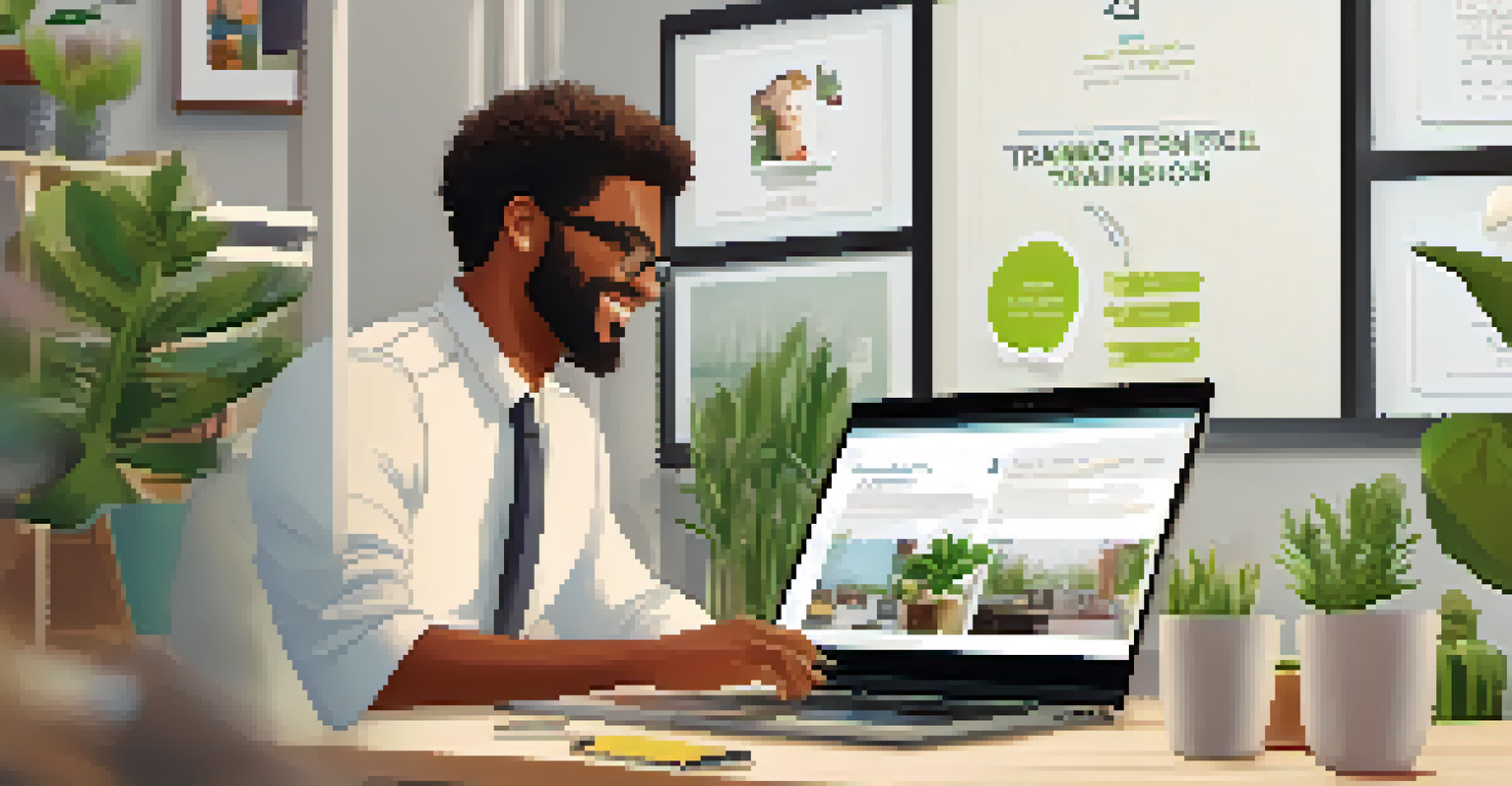An employee participating in an online training session at a cozy home office, focused on the laptop screen.