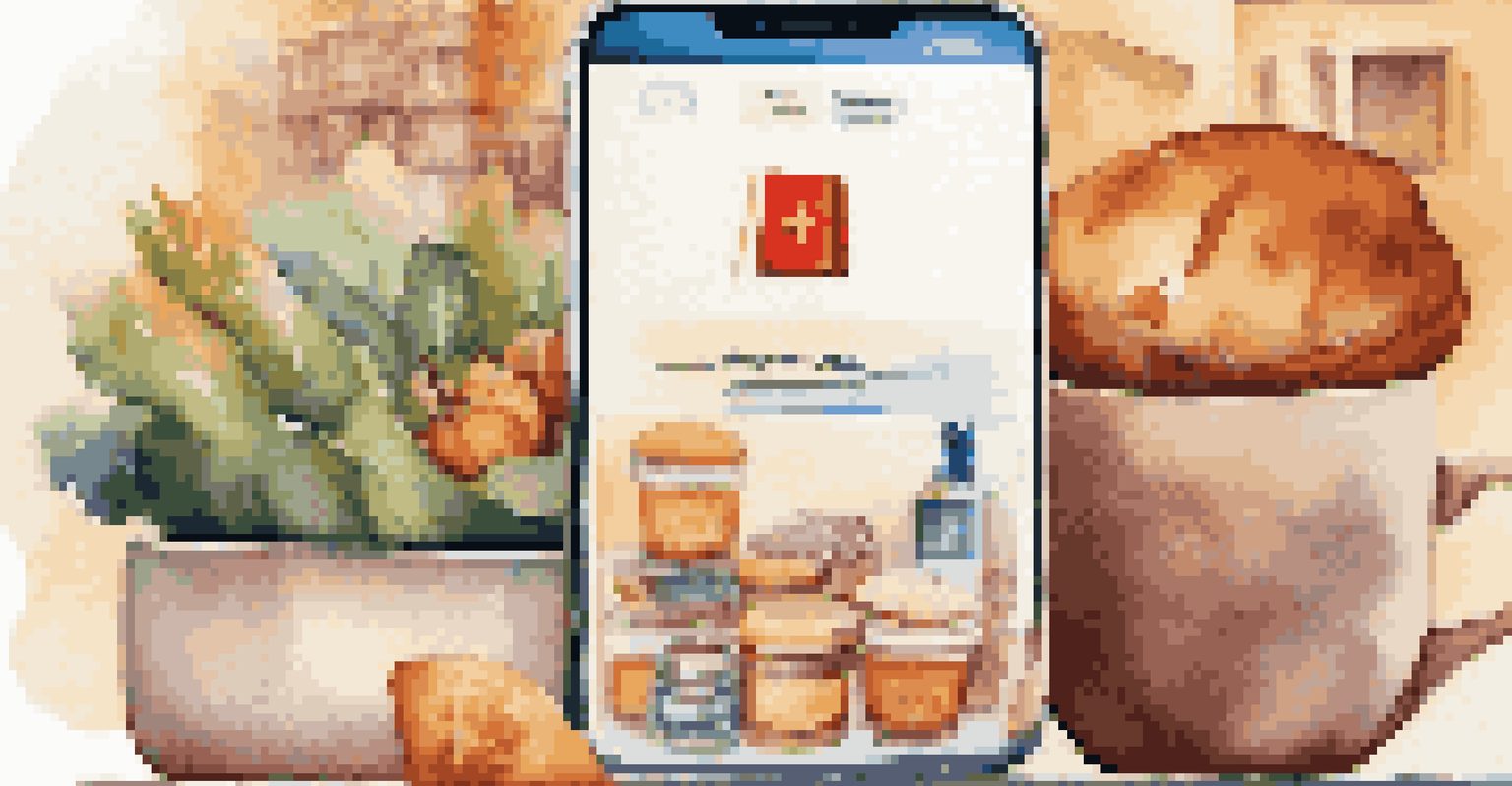 A smartphone displaying a cross-border shopping app surrounded by a cozy café setting with a coffee cup and a globe.