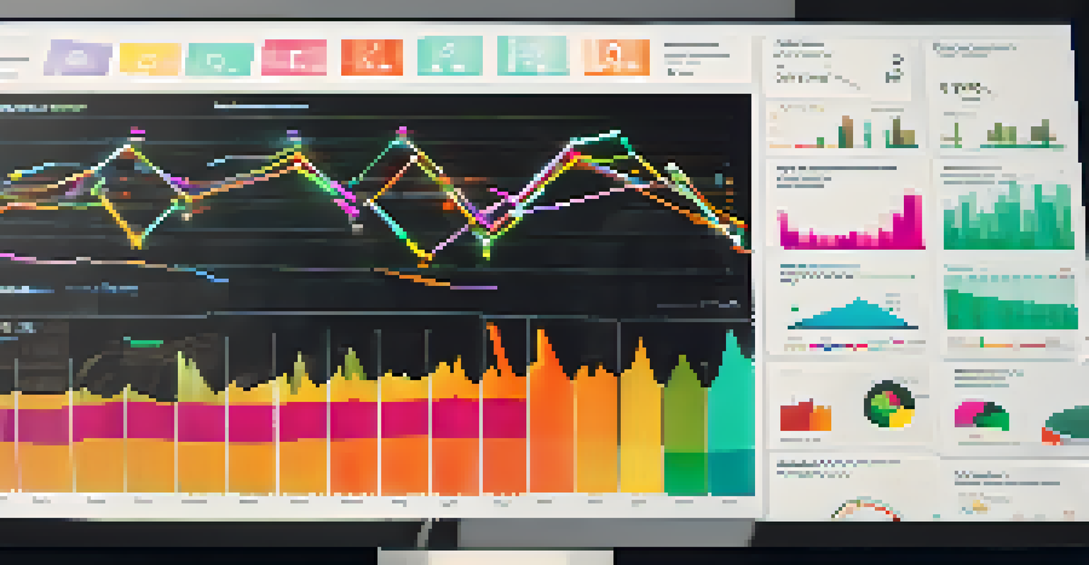 A digital dashboard with colorful graphs and metrics, illustrating the monitoring of Key Performance Indicators.