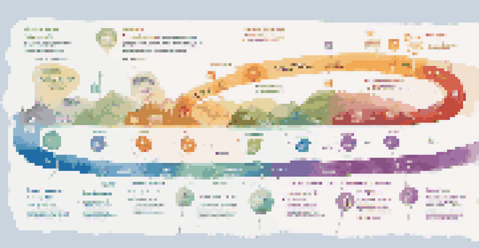 An infographic showing the stages of customer journey mapping with colorful icons and a flowing timeline.