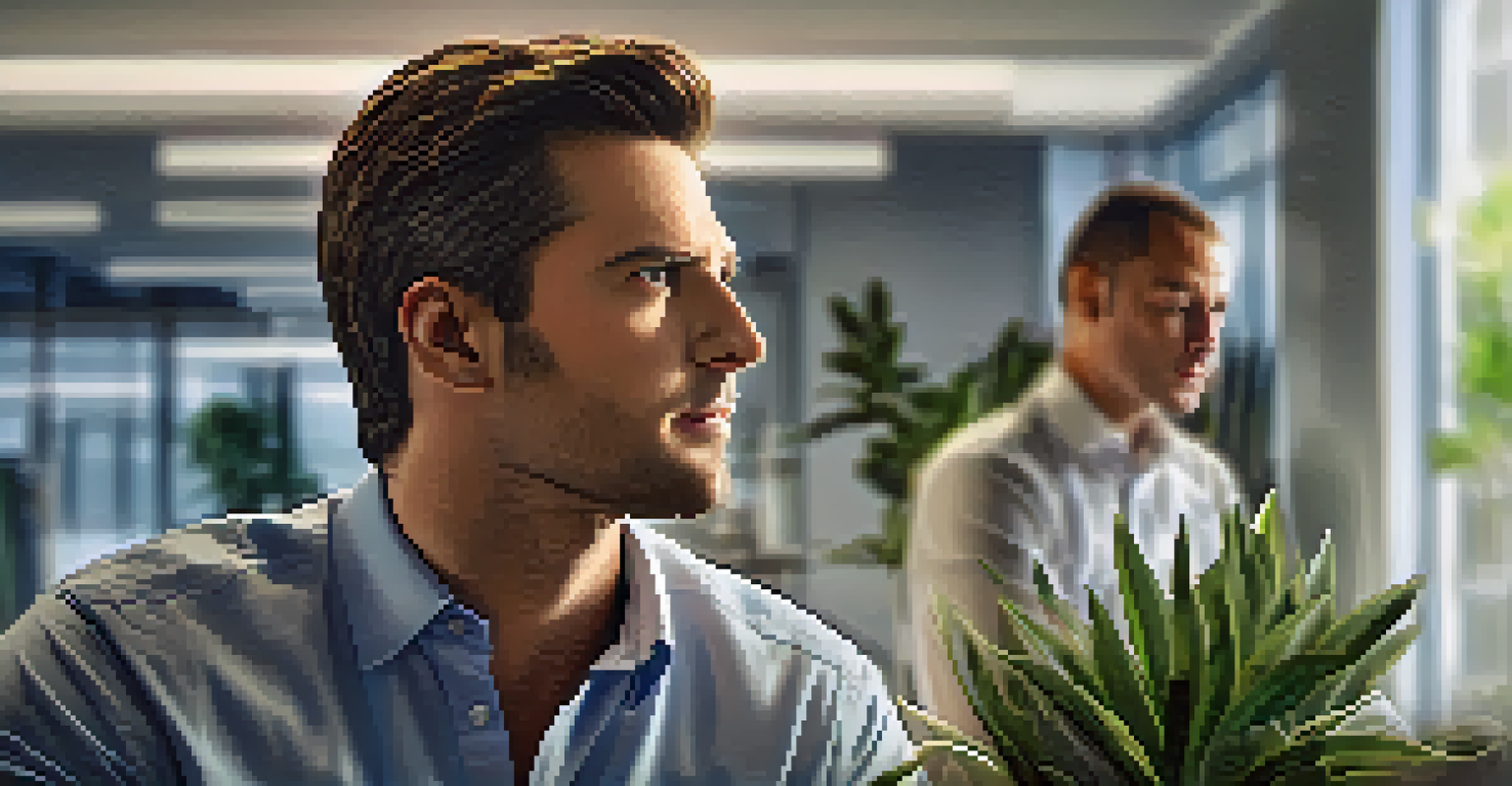 A leader listening empathetically to an employee in a warm and inviting office setting.