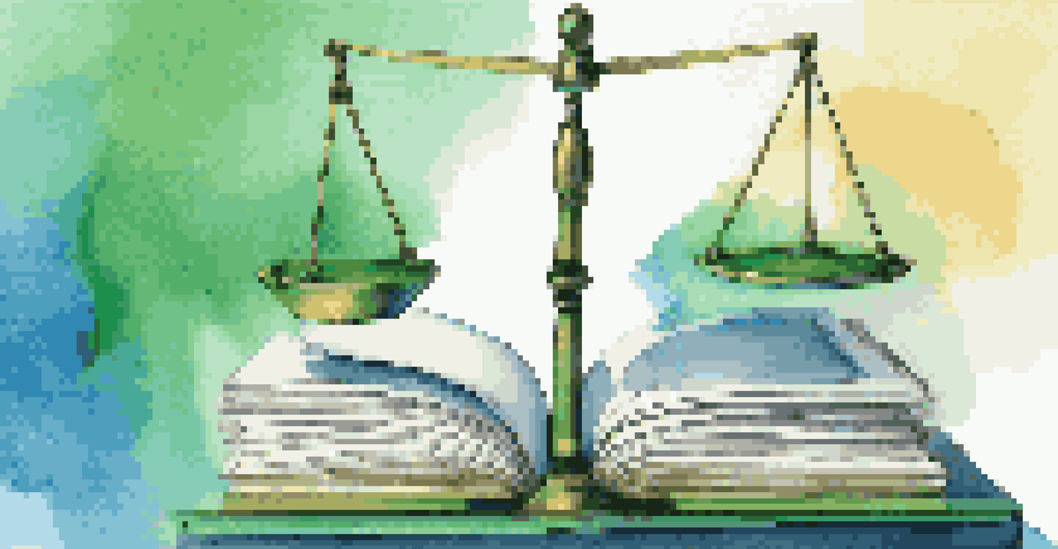 An abstract balance scale representing data privacy and transparency against a blue and green gradient background.
