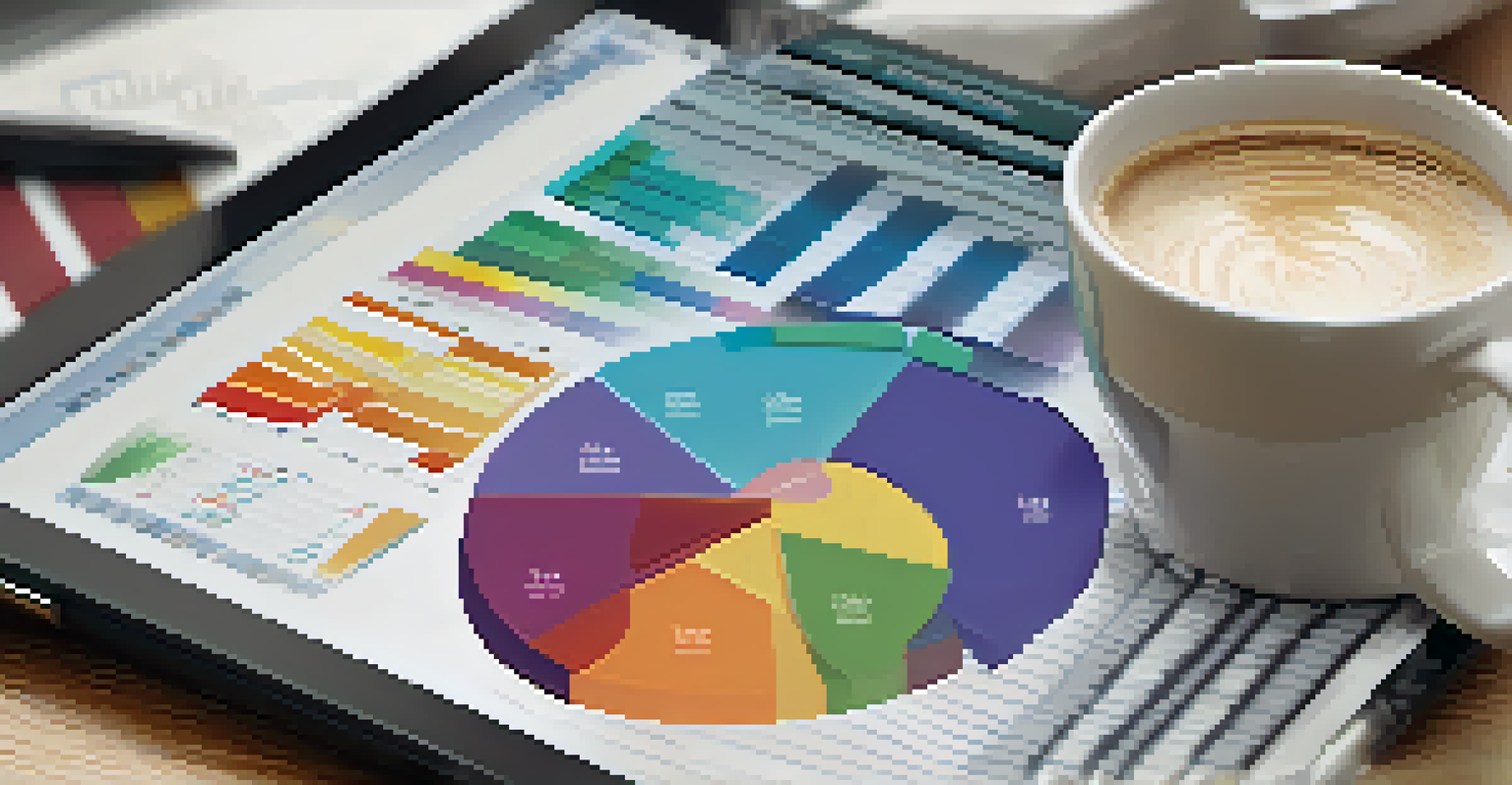 A close-up of a tablet displaying a financial analysis chart, along with a calculator and coffee, highlighting business valuation trends.