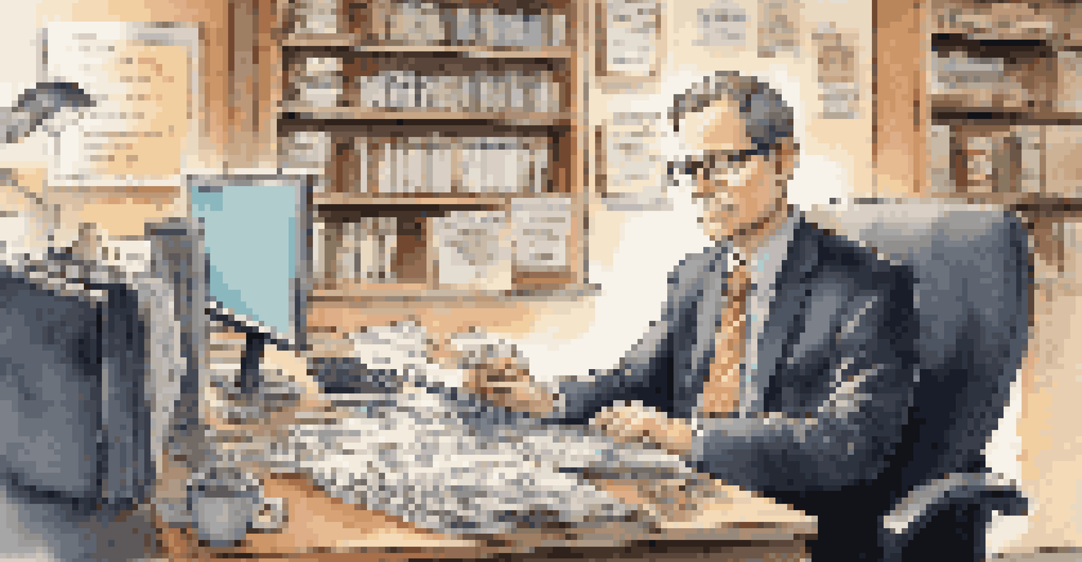 An auditor focused on financial reports, surrounded by a cozy office environment with warm lighting.