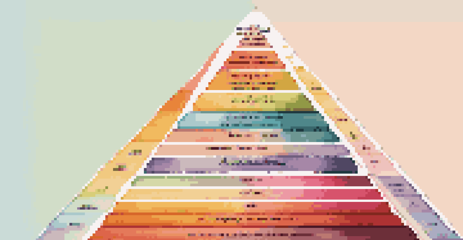 An infographic representation of Maslow's Hierarchy of Needs as a colorful pyramid, highlighting different motivation levels.