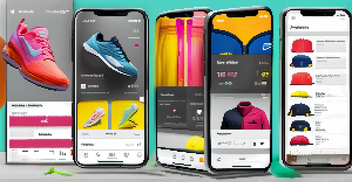 A mobile app interface displaying personalized athletic wear recommendations with colorful images and an easy-to-navigate layout.