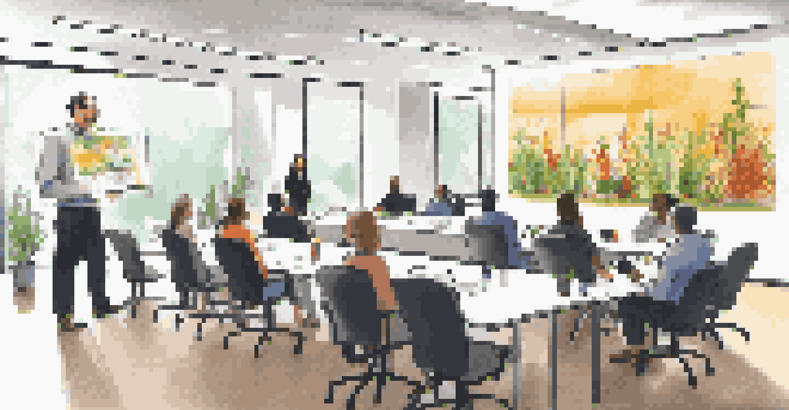 A franchise training session in a bright conference room with participants engaged in discussions and a presenter at the front.