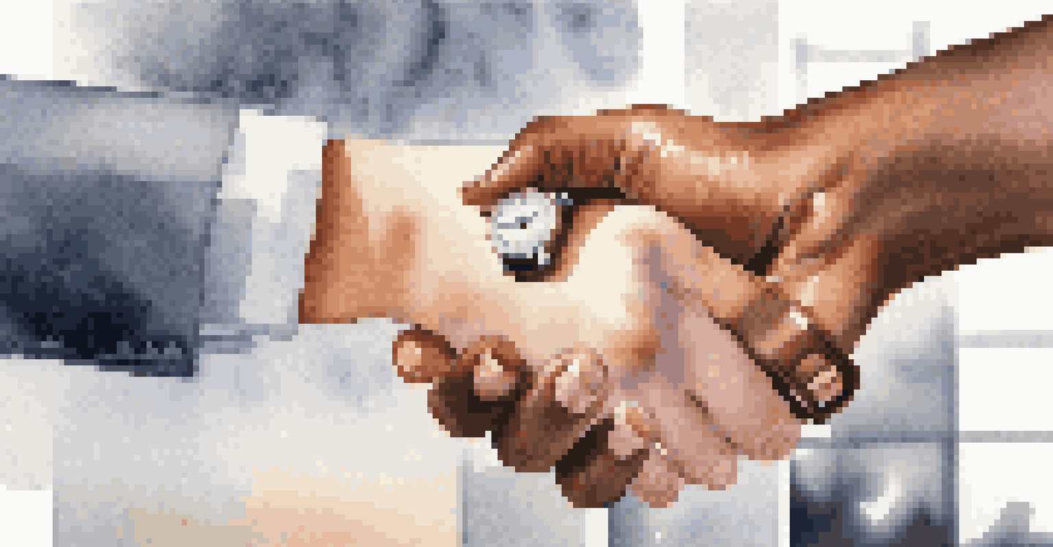 Close-up of two hands shaking in a modern office, symbolizing agreement and professionalism.