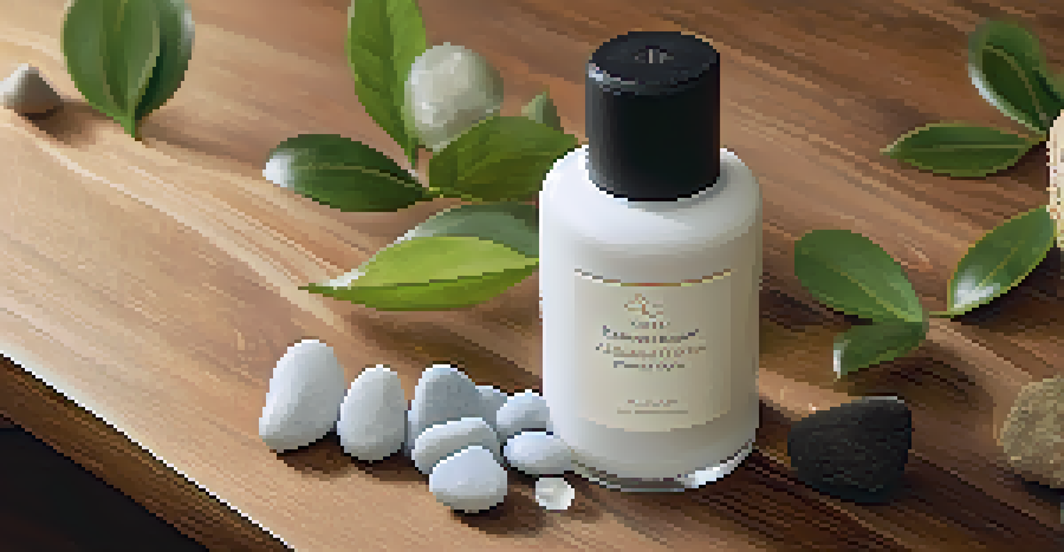 A close-up of a sustainable product displayed on a wooden table with natural elements and soft lighting.