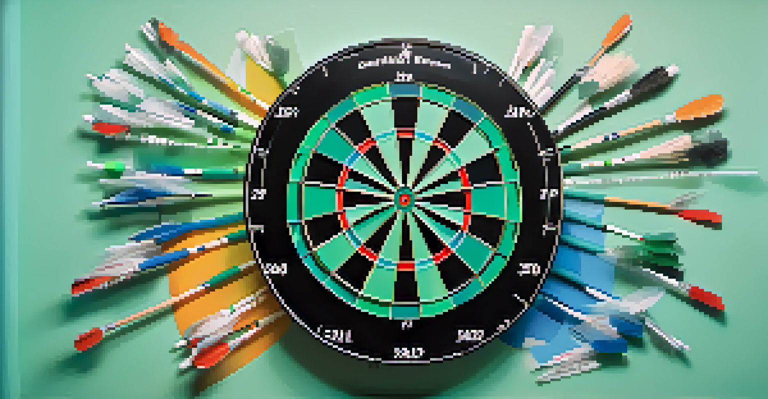 A dartboard with demographic symbols representing target audience analysis.