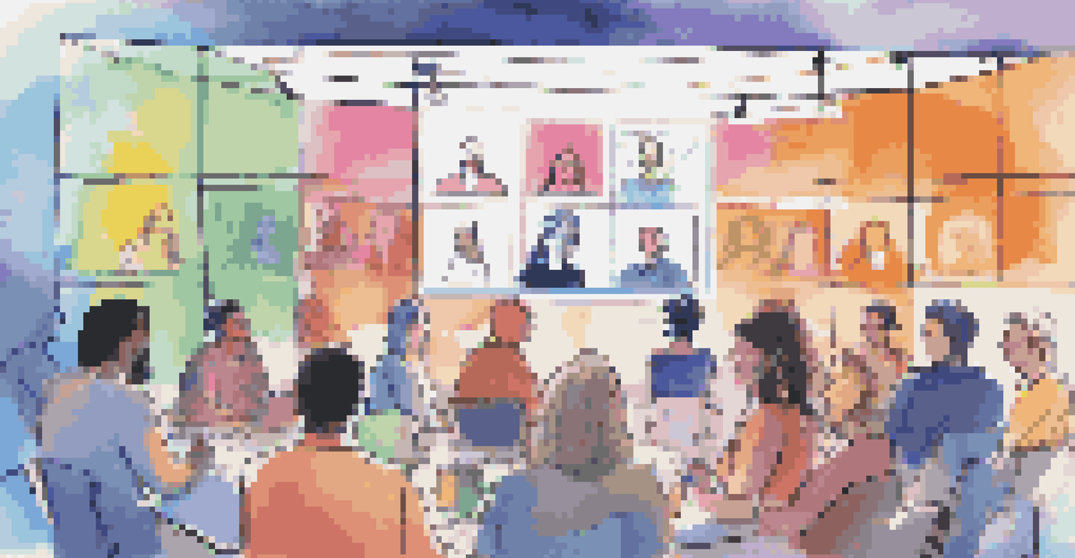 An online networking event with participants interacting in a vibrant virtual space, showcasing engagement and collaboration.