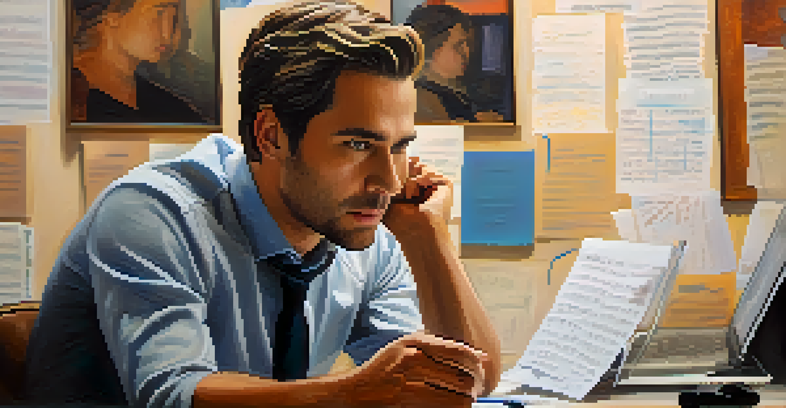 An individual practicing active listening during a negotiation, with notes and a laptop in a softly lit environment.