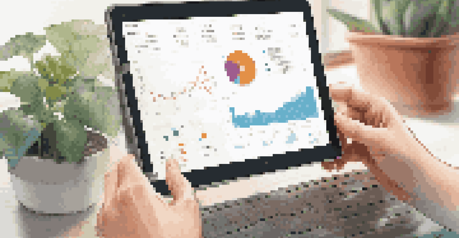 A close-up image of hands using a tablet to manage automation tools in a bright workspace.