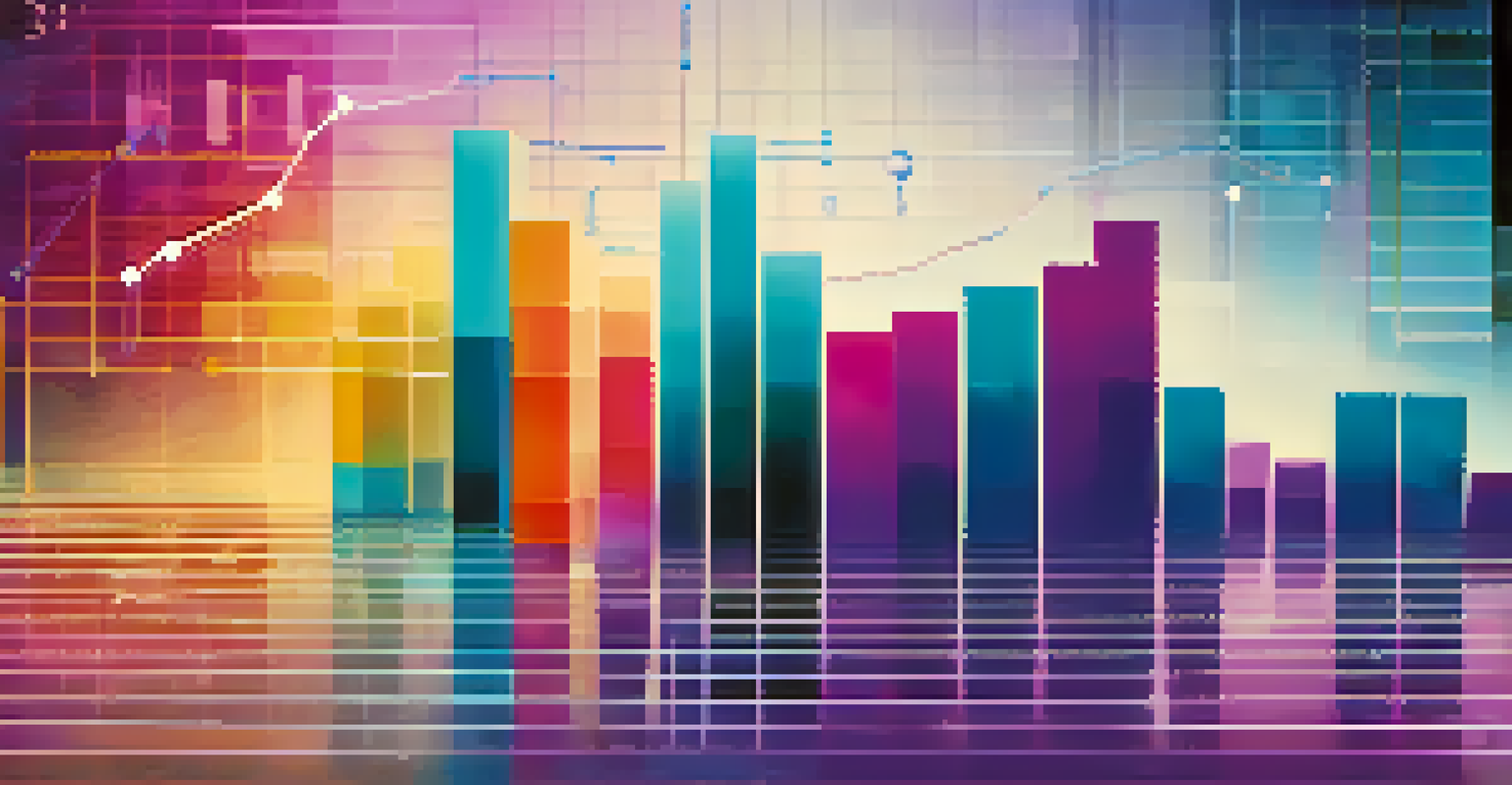 Abstract digital space with colorful graphs and charts representing data analysis.