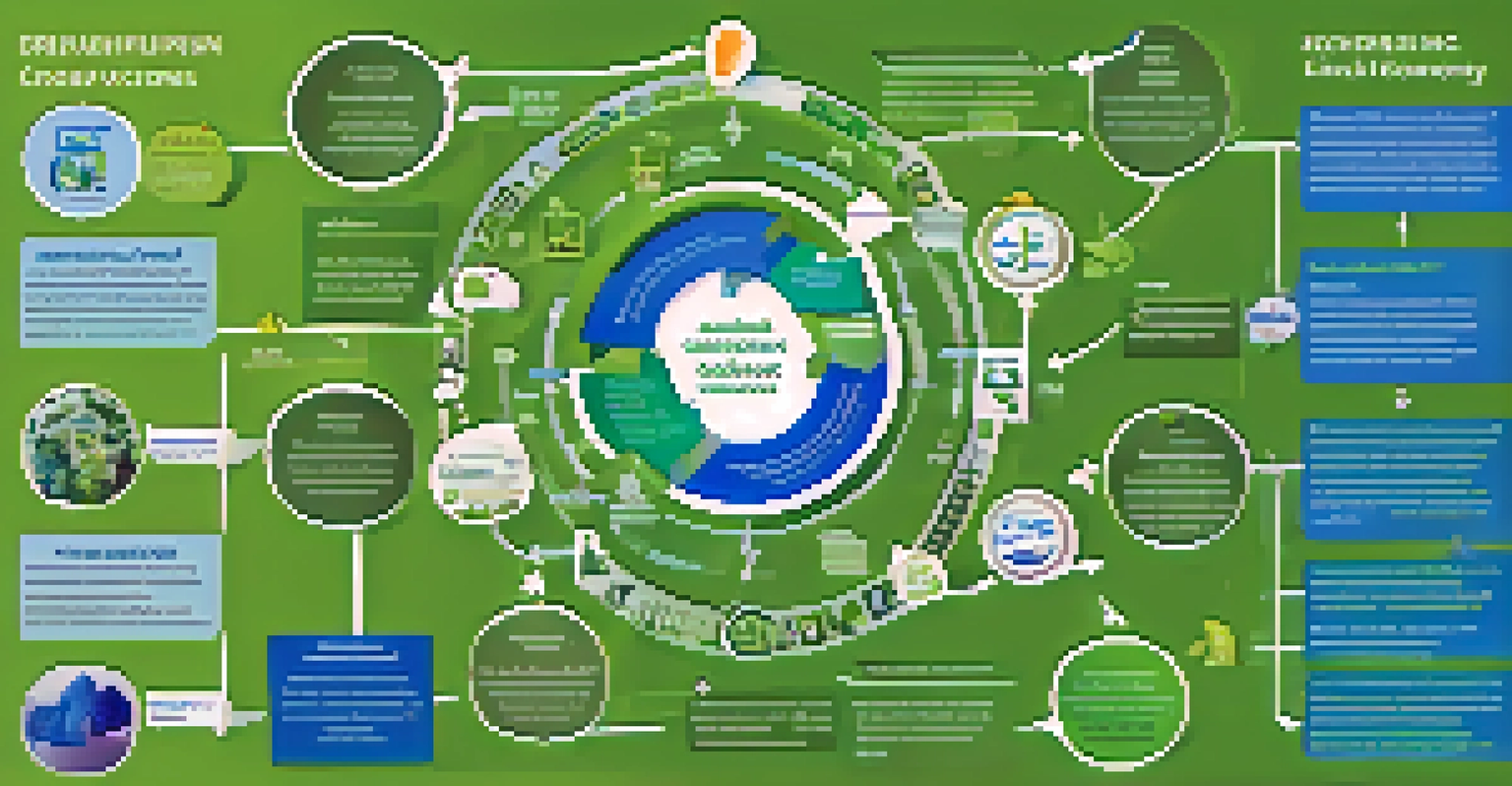 A flowchart representing the circular economy, highlighting stages from creation to recycling.