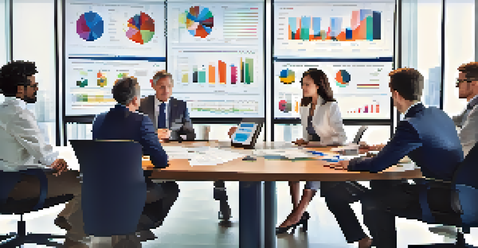 A diverse group of professionals discussing due diligence around a conference table in a bright meeting room.