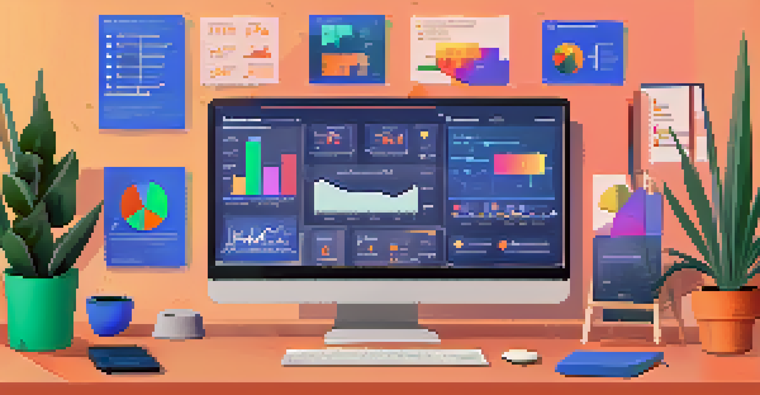 A close-up of a computer screen showing a colorful CRM dashboard with graphs and charts, with a hand interacting with it.