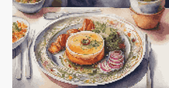 A beautifully plated dish from a restaurant with vibrant colors and inviting caption.